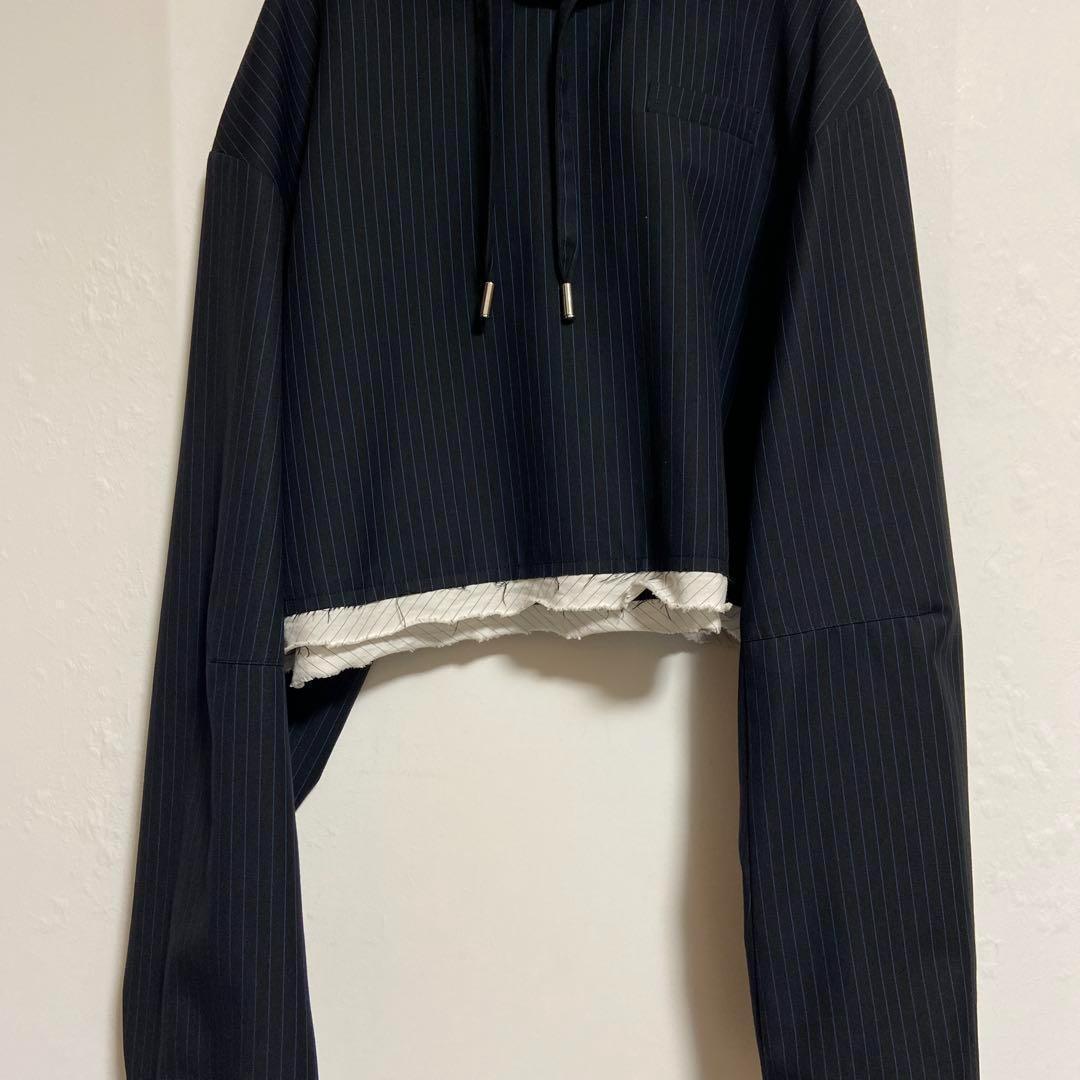 【メゾンスペシャル】フーディ　パーカー　ストライプ柄　ネイビー　可愛い　F